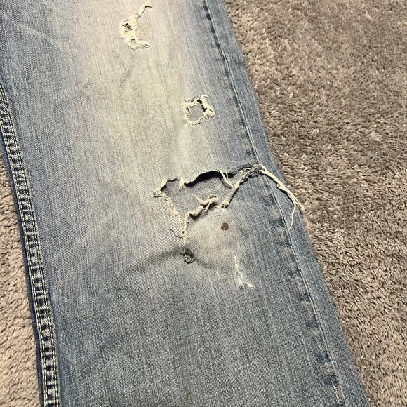 BKE Marshall Jeans Mens 33 Blue Straight Leg Thick Stitch Denim Western ** - Picture 4 of 13